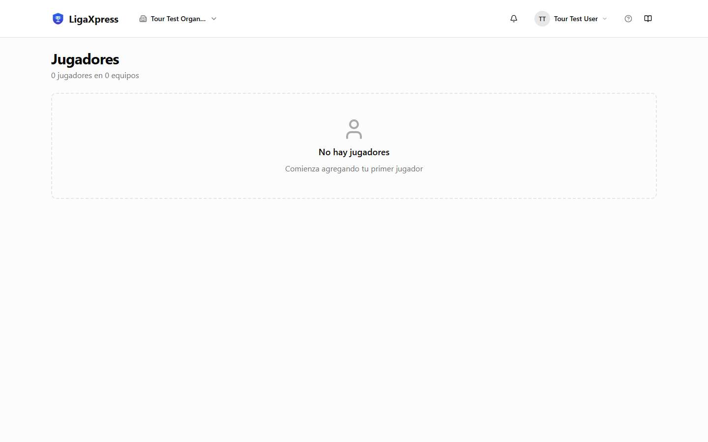 Pantalla de jugadores en el dashboard